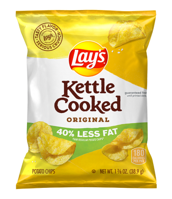 Lay's® Kettle Cooked 40% Less Fat Original Potato Chips - 1.375oz.