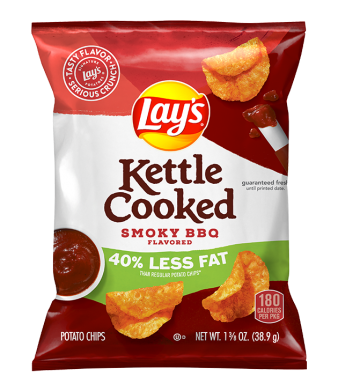Lay's® Kettle Cooked 40% Less Fat Smoky BBQ Flavored Potato Chips - 1.375oz.